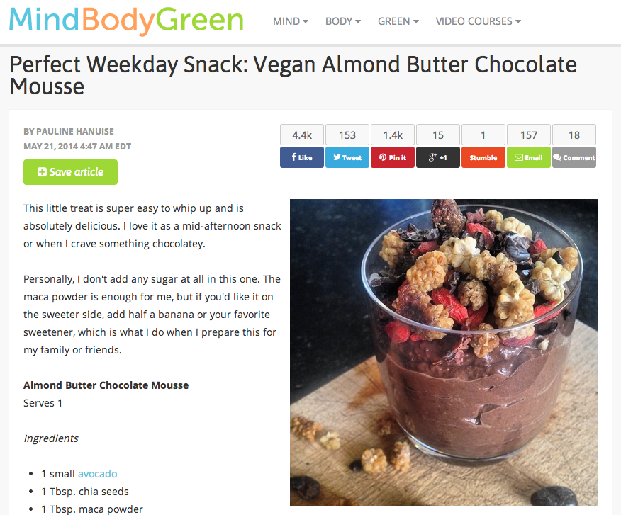  Perfect Weekday Snack: Vegan Almond Butter Chocolate Mousse